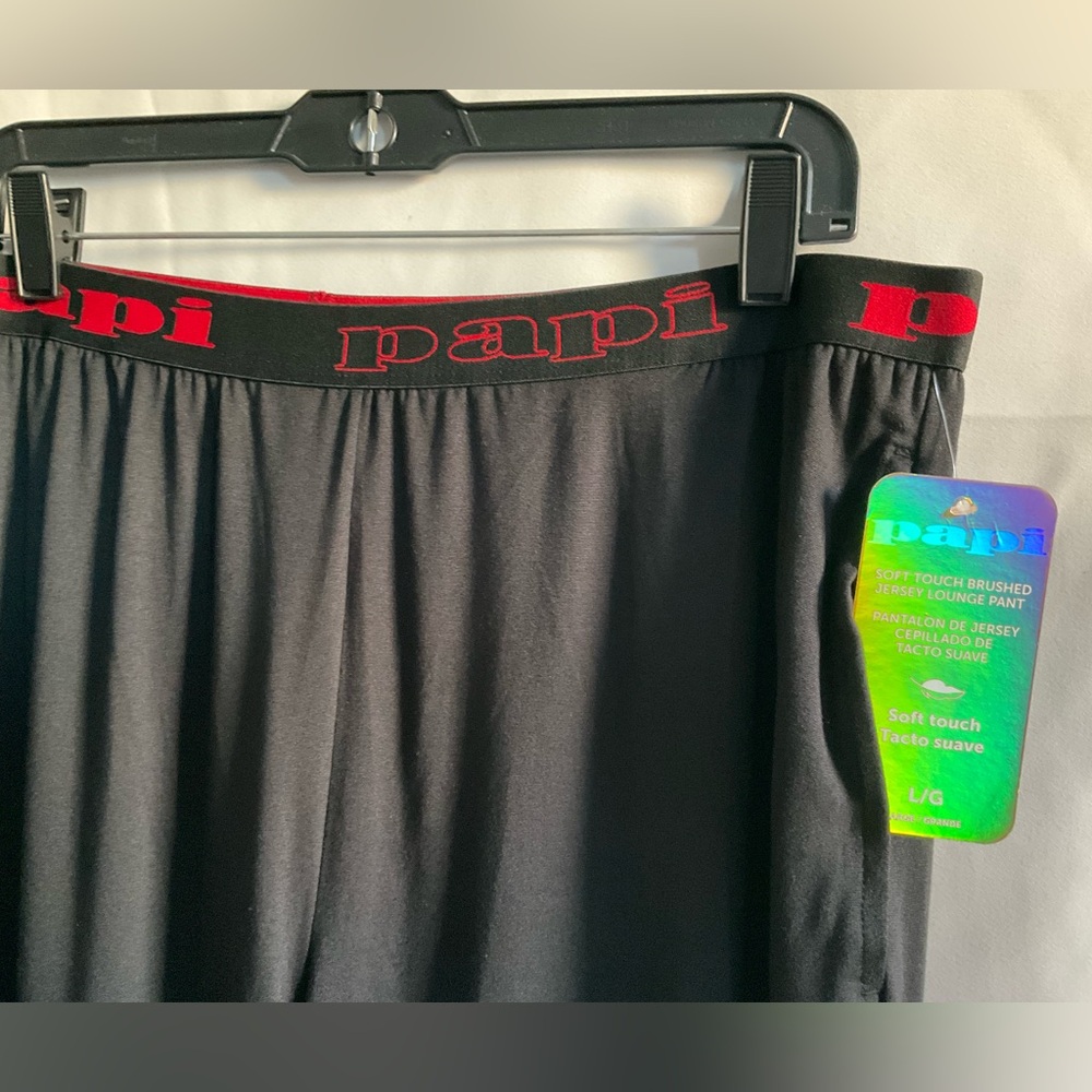 Papi Black & Red Soft Touch Brushed Jersey Lounge/ Pajama Pants, L